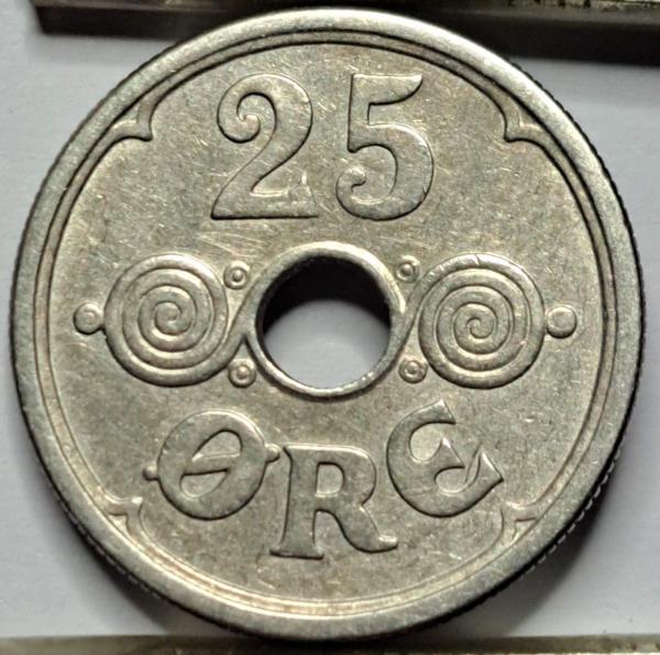 Danija 25 erės 1924 KM#823 (B35)