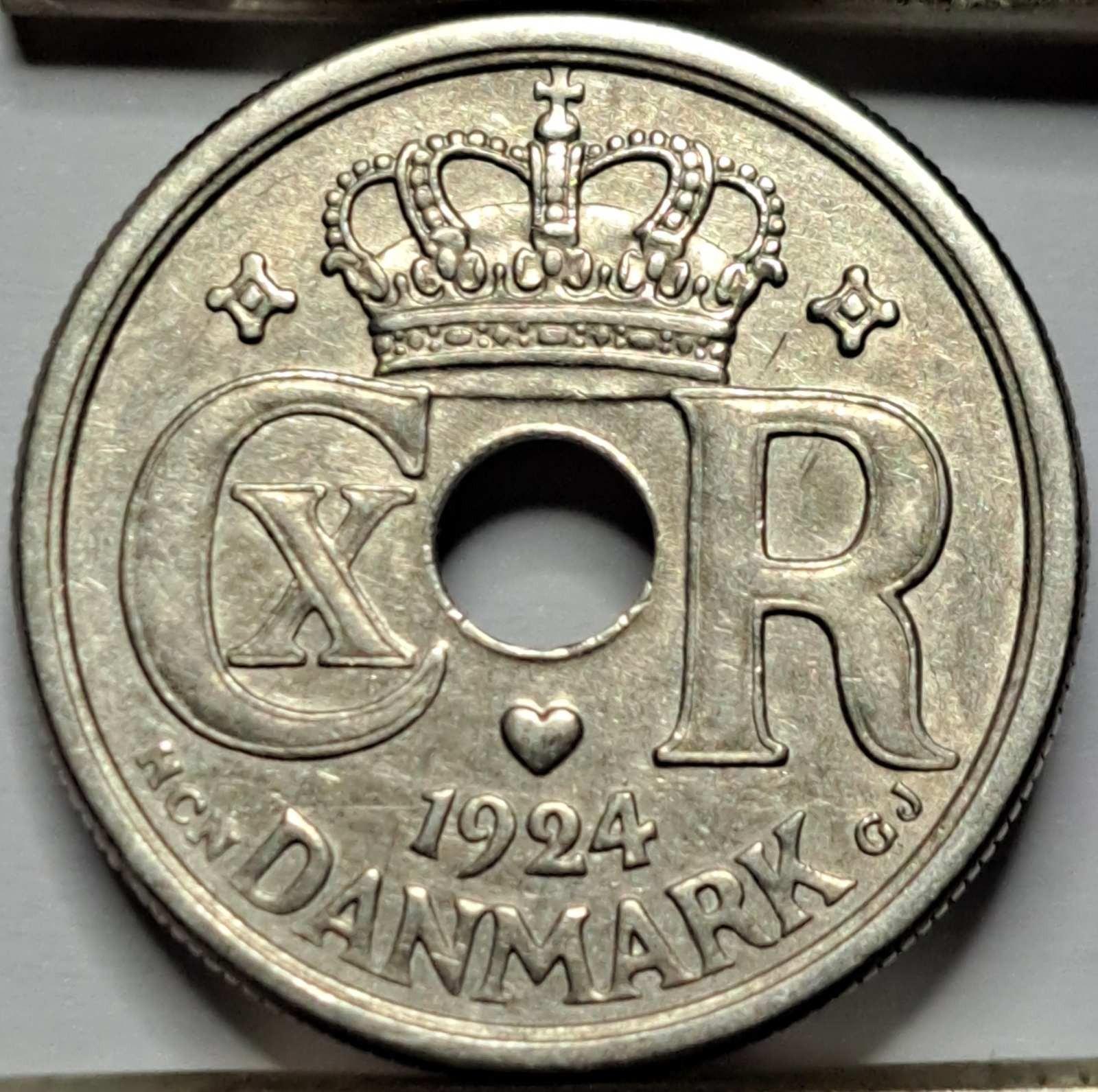 Danija 25 erės 1924 KM#823 (B35)