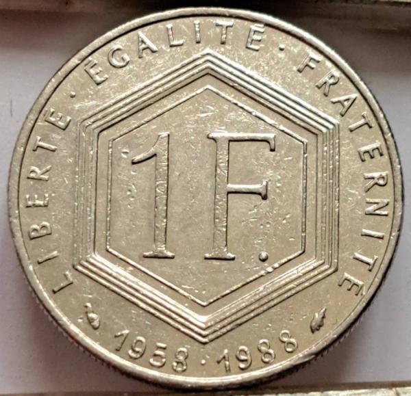 Prancūzija 1 Frankas 1988 KM#963 PROGINĖ (B46)