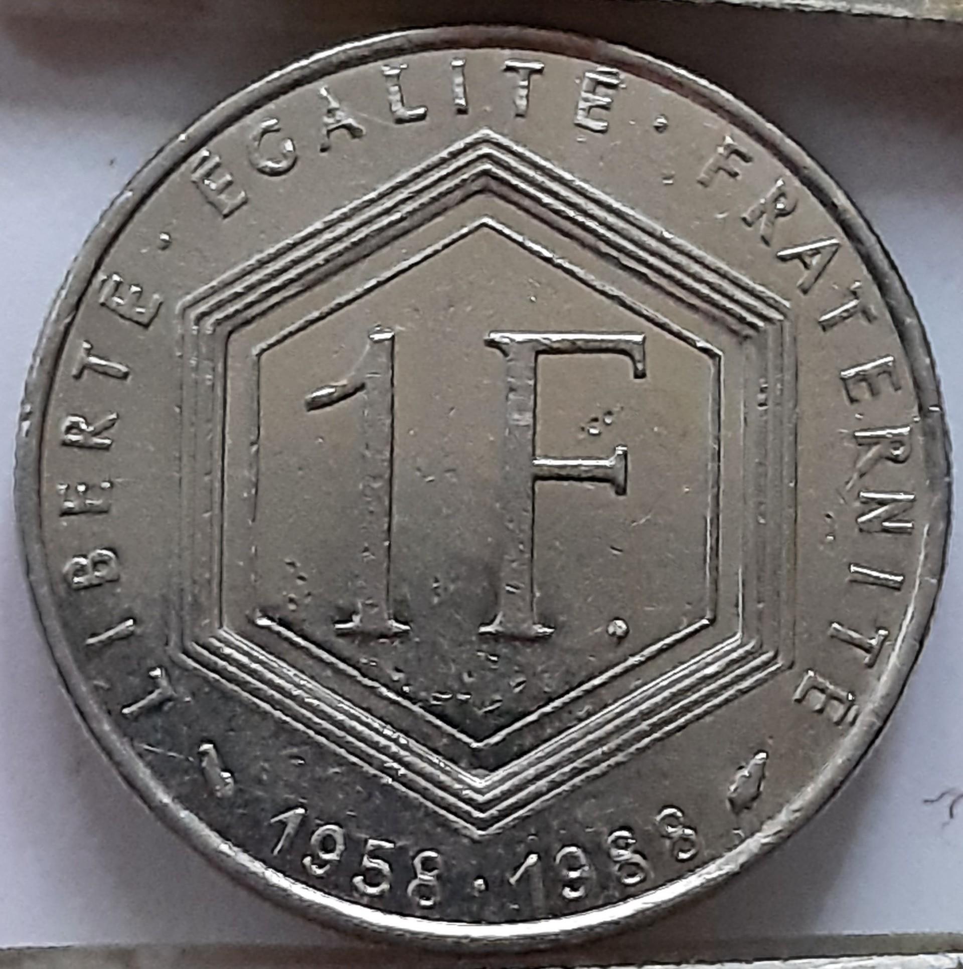 Prancūzija 1 Frankas 1988 KM#963 PROGINĖ (B48)