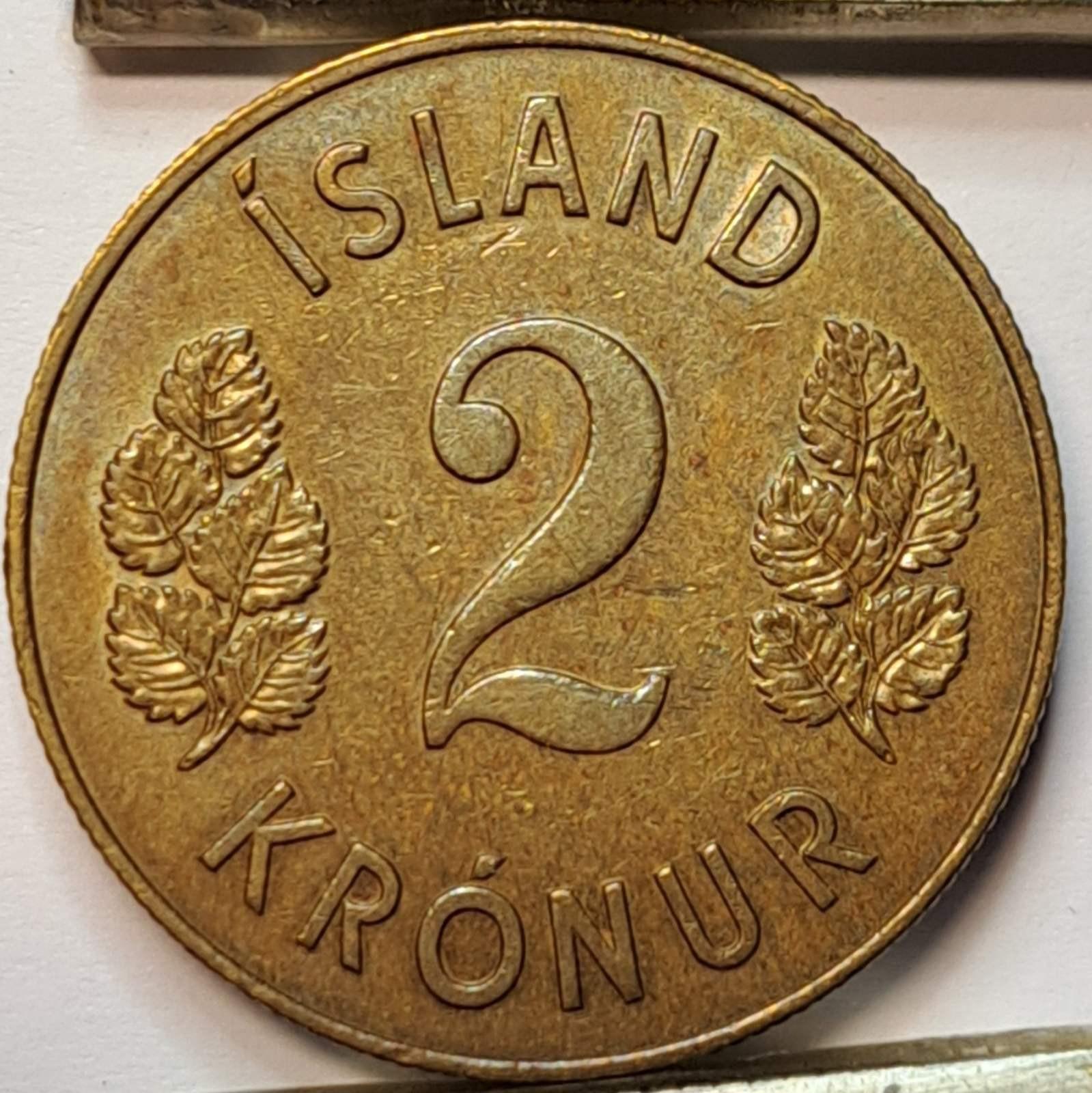 Islandija 2 Kronos 1963 KM#13a (B50)