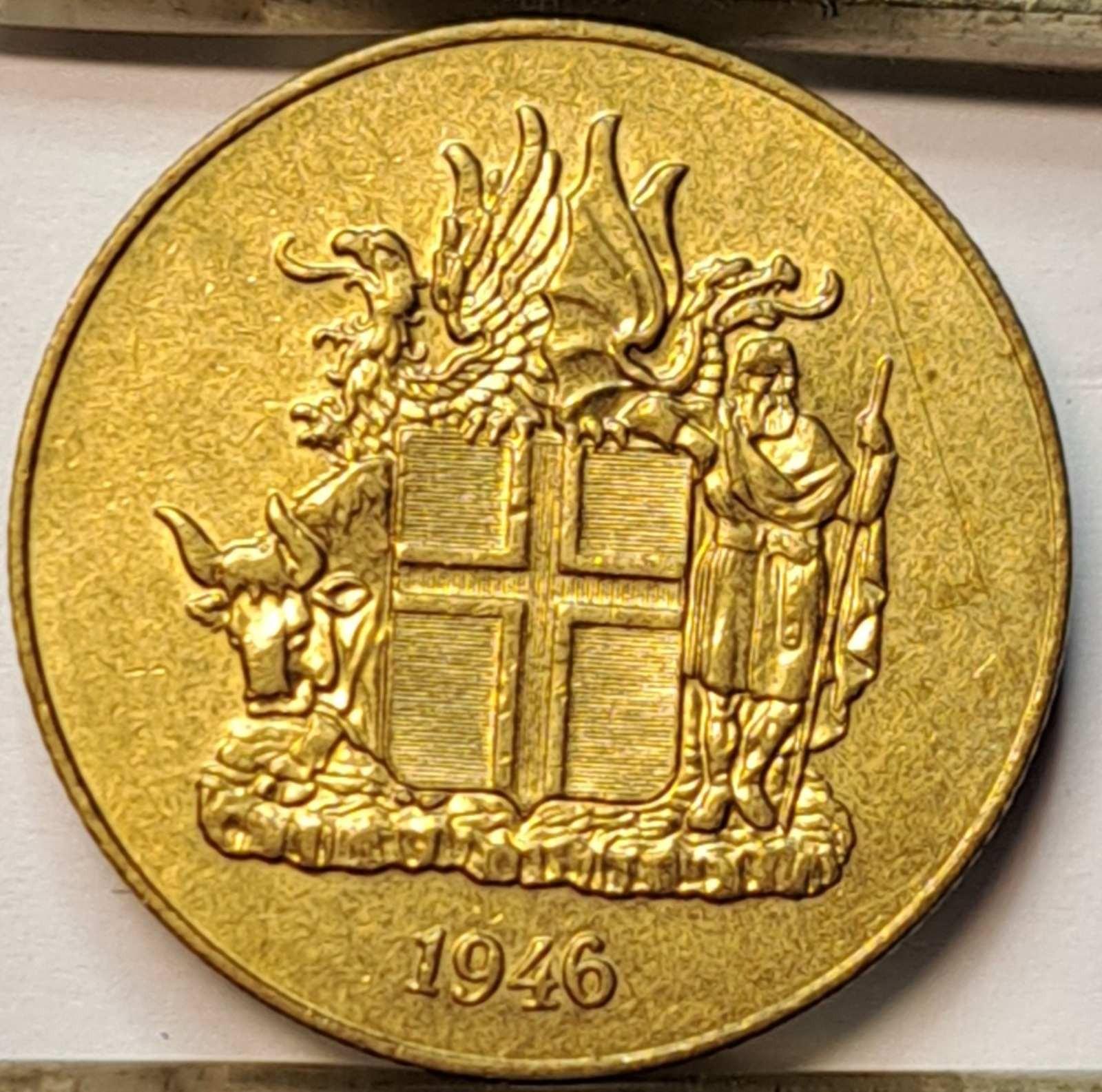 Islandija 1 Krona 1946 KM#12 (B51)