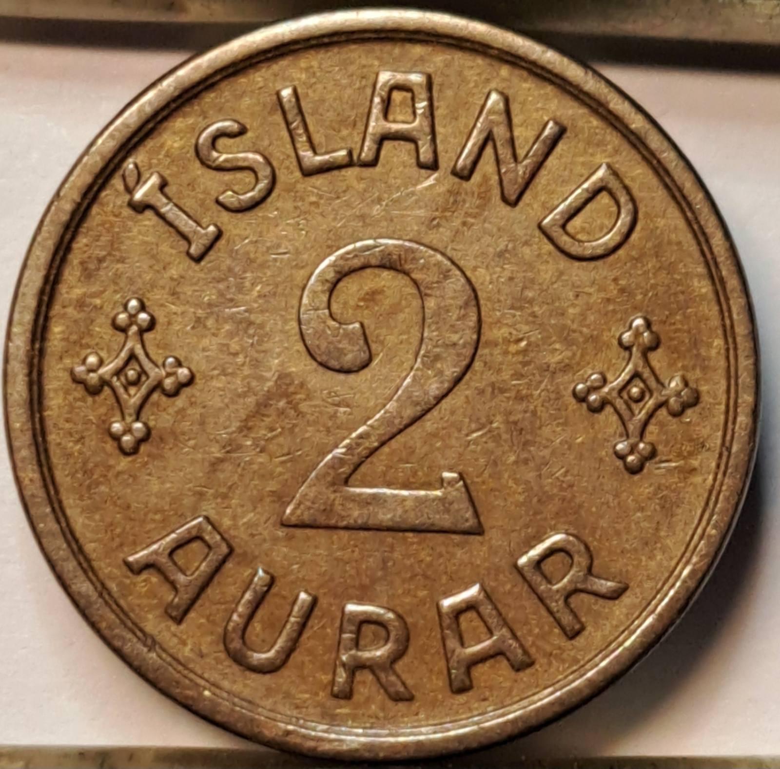 Islandija 2 Aurai 1940 KM#6.1 ♡N (B52)