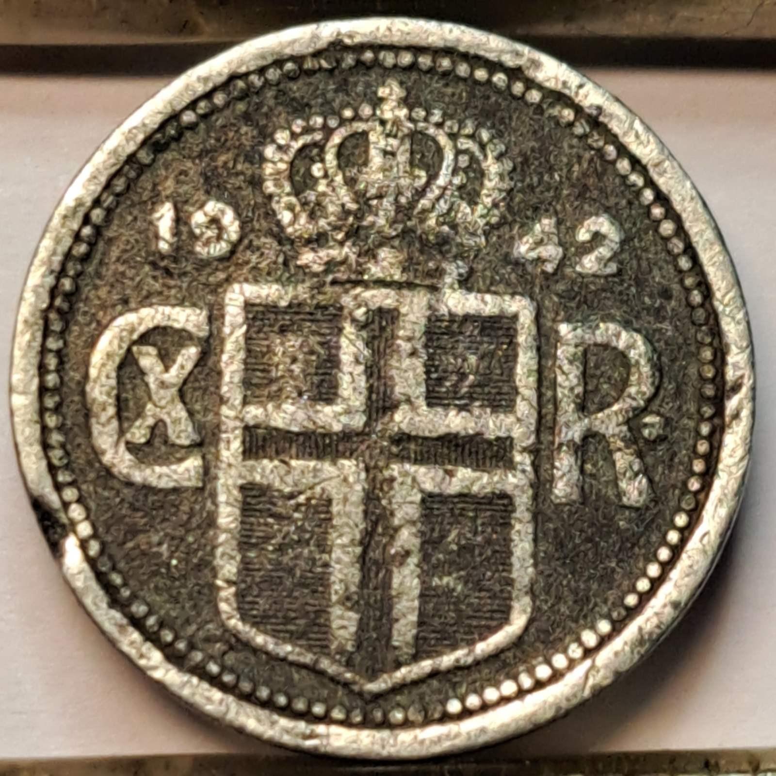 Islandija 25 Aurai 1942 KM#2a (B54)