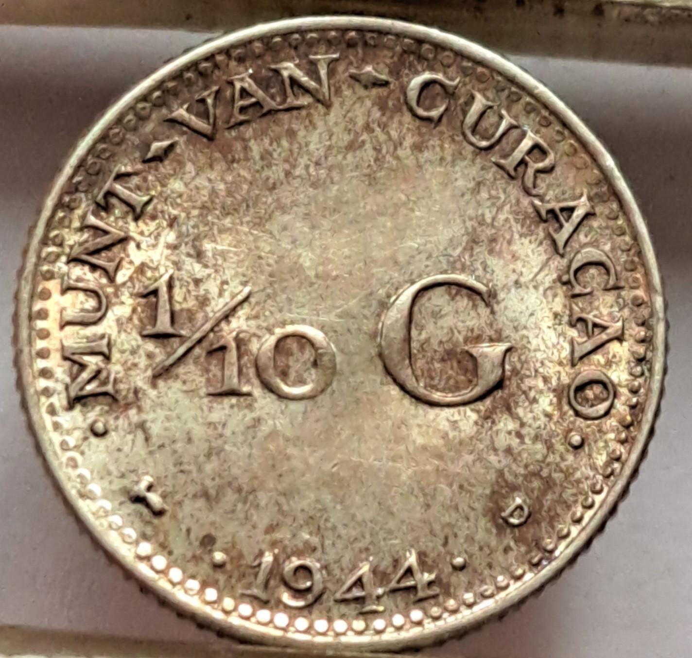 Kiurasao 1/10 guldeno 1944 KM#43 sidabras (B62)