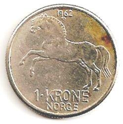 Norvegija. 1 krona ( 1970 ) XF -