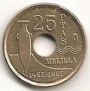 Ispanija. 25 pesetos ( Melija ) ( 1997 ) XF