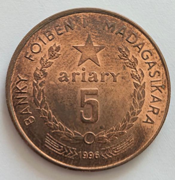 Kupčius aukcionas - Madagaskaras 5 frankai 1996