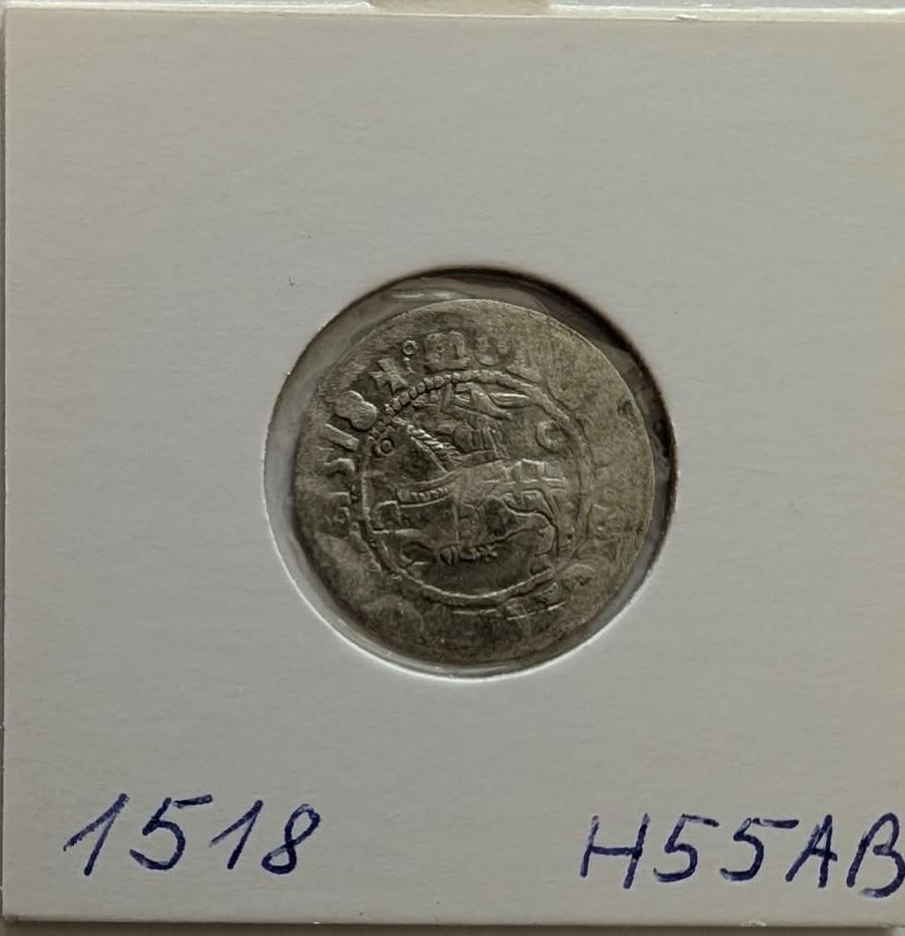 Retas Žygimanto Senojo 1518 pusgrašis 