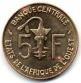 Vakarų Afrika. 5 frankai ( 1980 ) XF