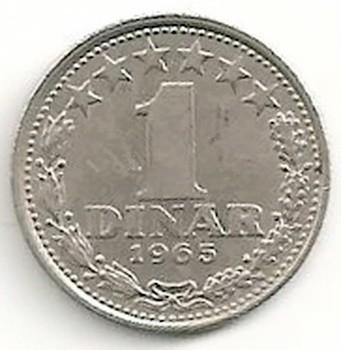Jugoslavija. 1 dinaras ( 1965 ) XF