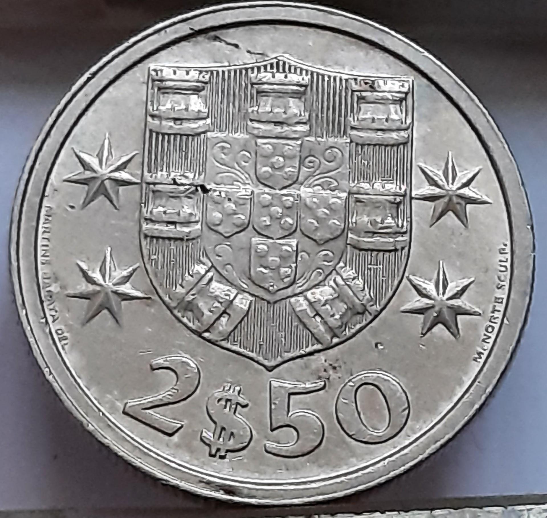 Portugalija 2.50 Eskudų 1976 KM#590 (B86)
