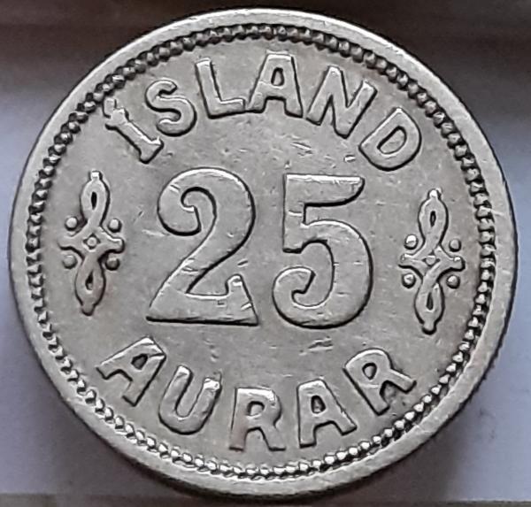 Islandija 25 eirės 1922 KM#2 (B89)