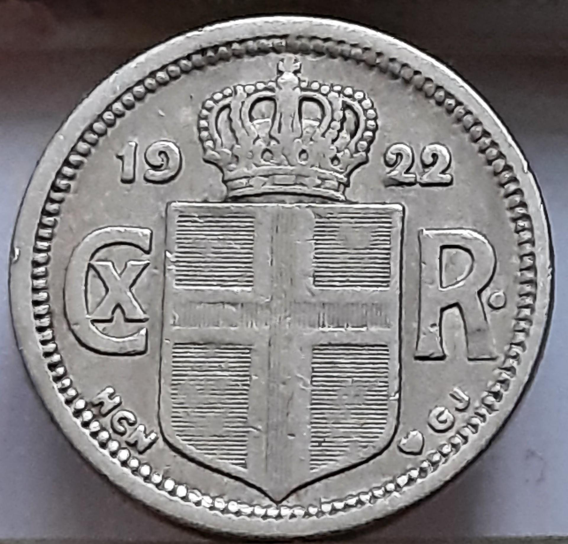 Islandija 25 eirės 1922 KM#2 (B89)