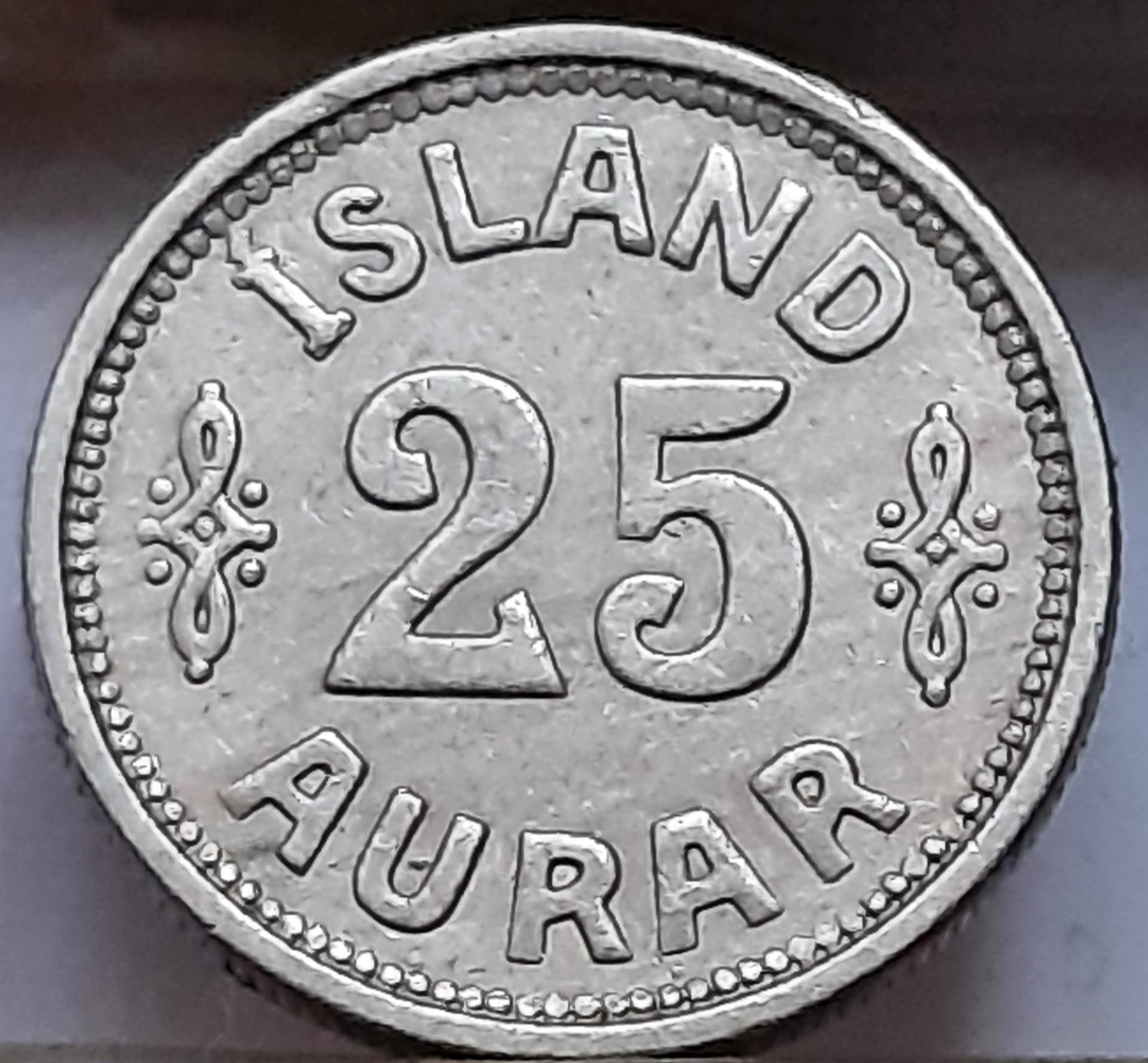 Islandija 25 Eirės 1923 KM#2 (B90)