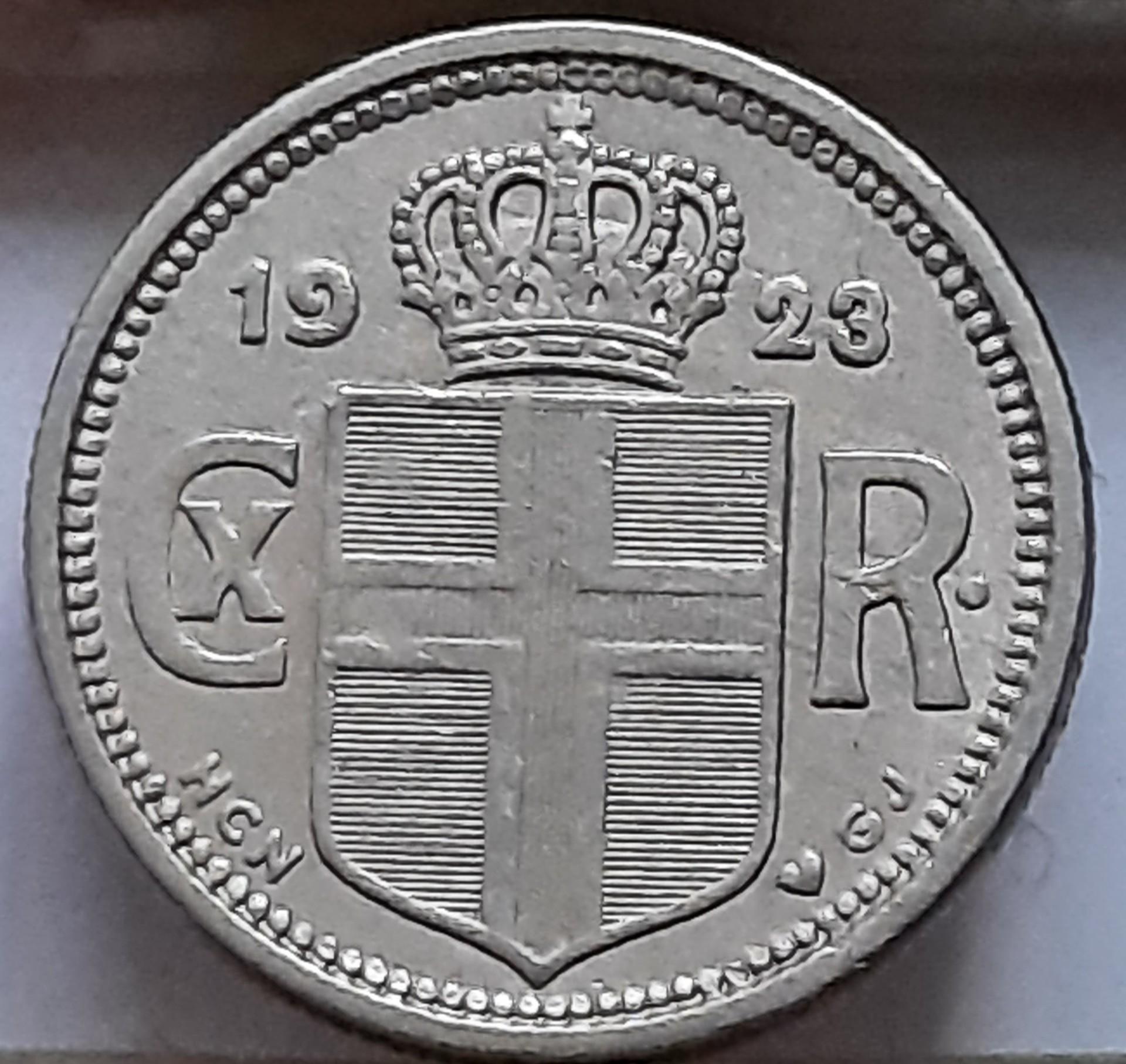 Islandija 25 Eirės 1923 KM#2 (B90)