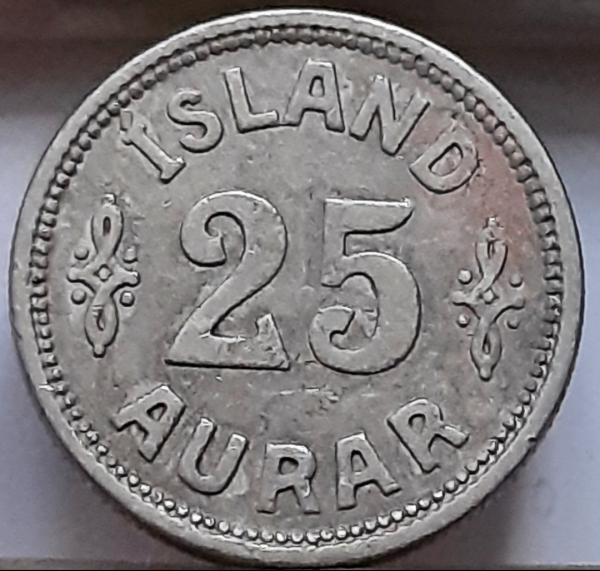 Islandija 25 Eirės 1937 KM#2 (B91)