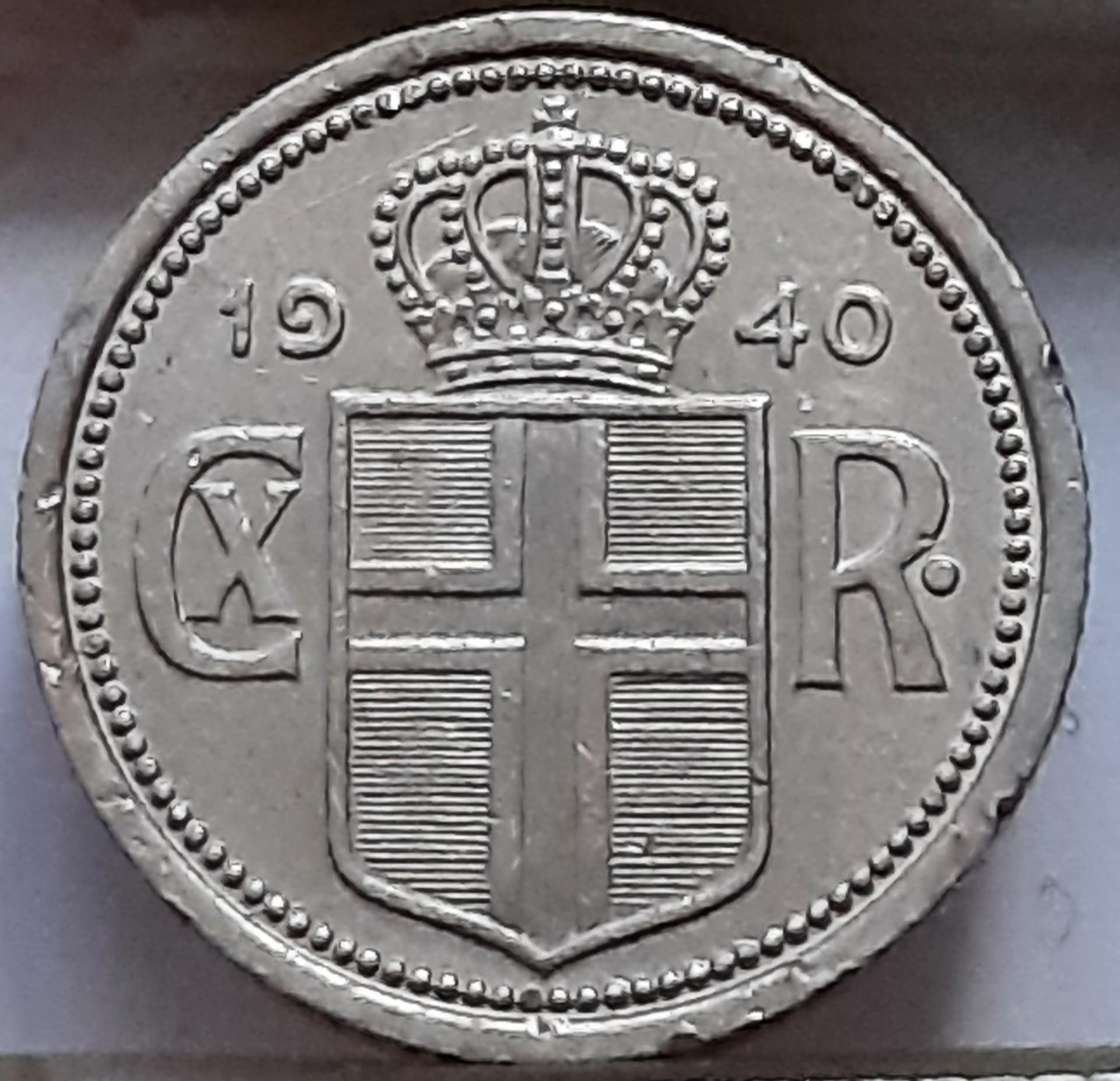 Islandija 25 Eirės 1940 KM#2 (B92)