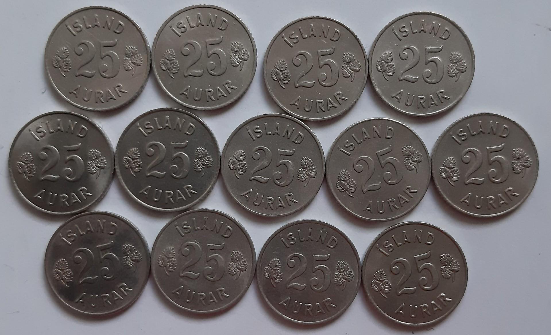 Islandija 13 monetų 25 eirės 1946-1964 KM#11 (B94)