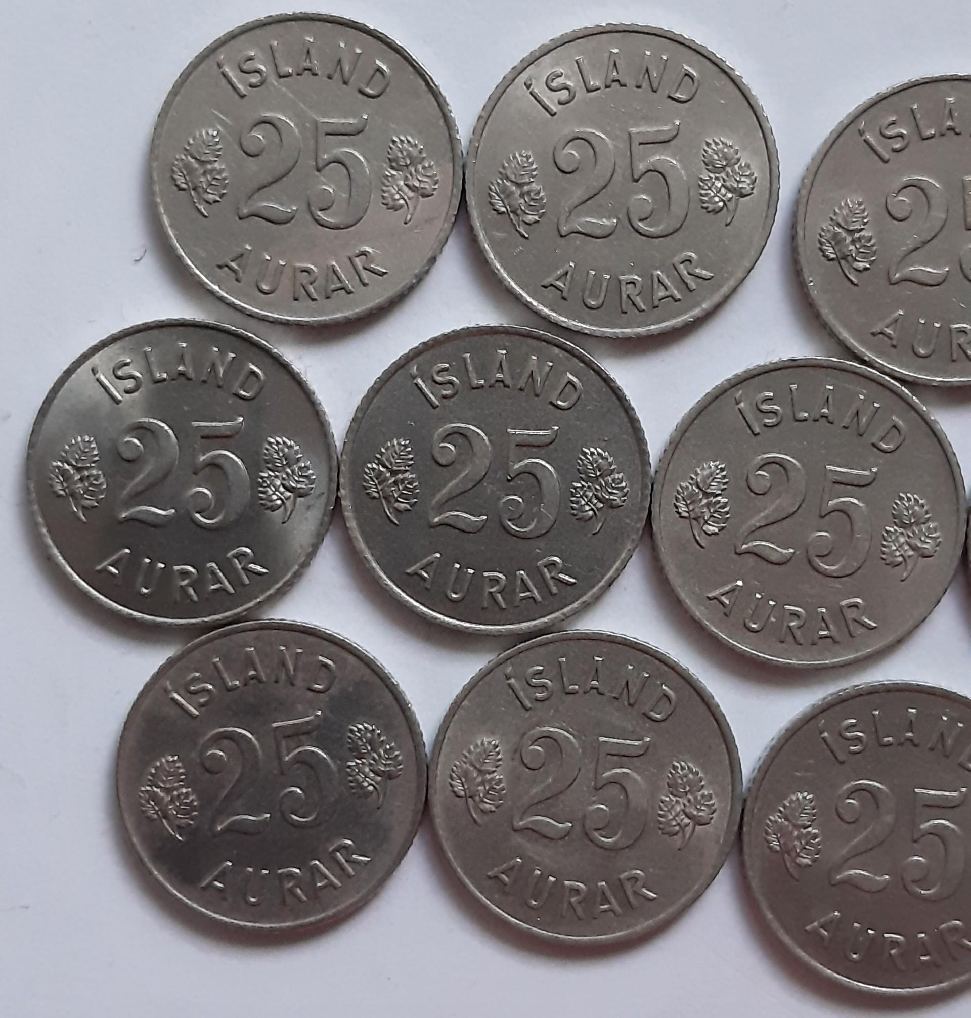 Islandija 13 monetų 25 eirės 1946-1964 KM#11 (B94)