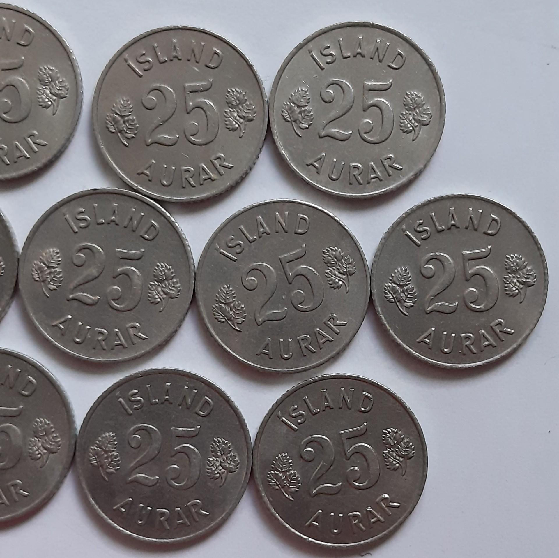 Islandija 13 monetų 25 eirės 1946-1964 KM#11 (B94)