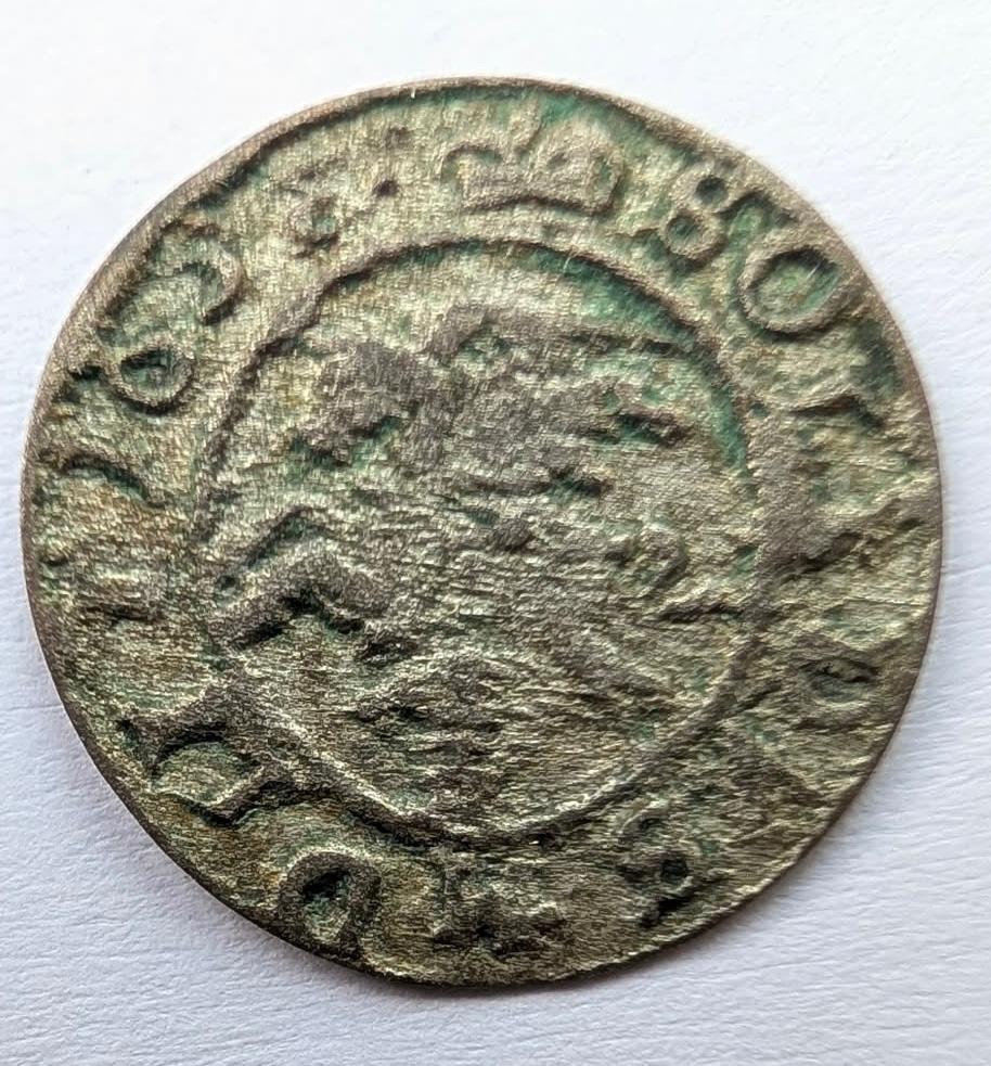 Neaprašytas Jono Kazimiero 1653 šilingas su veidrodiniu 3