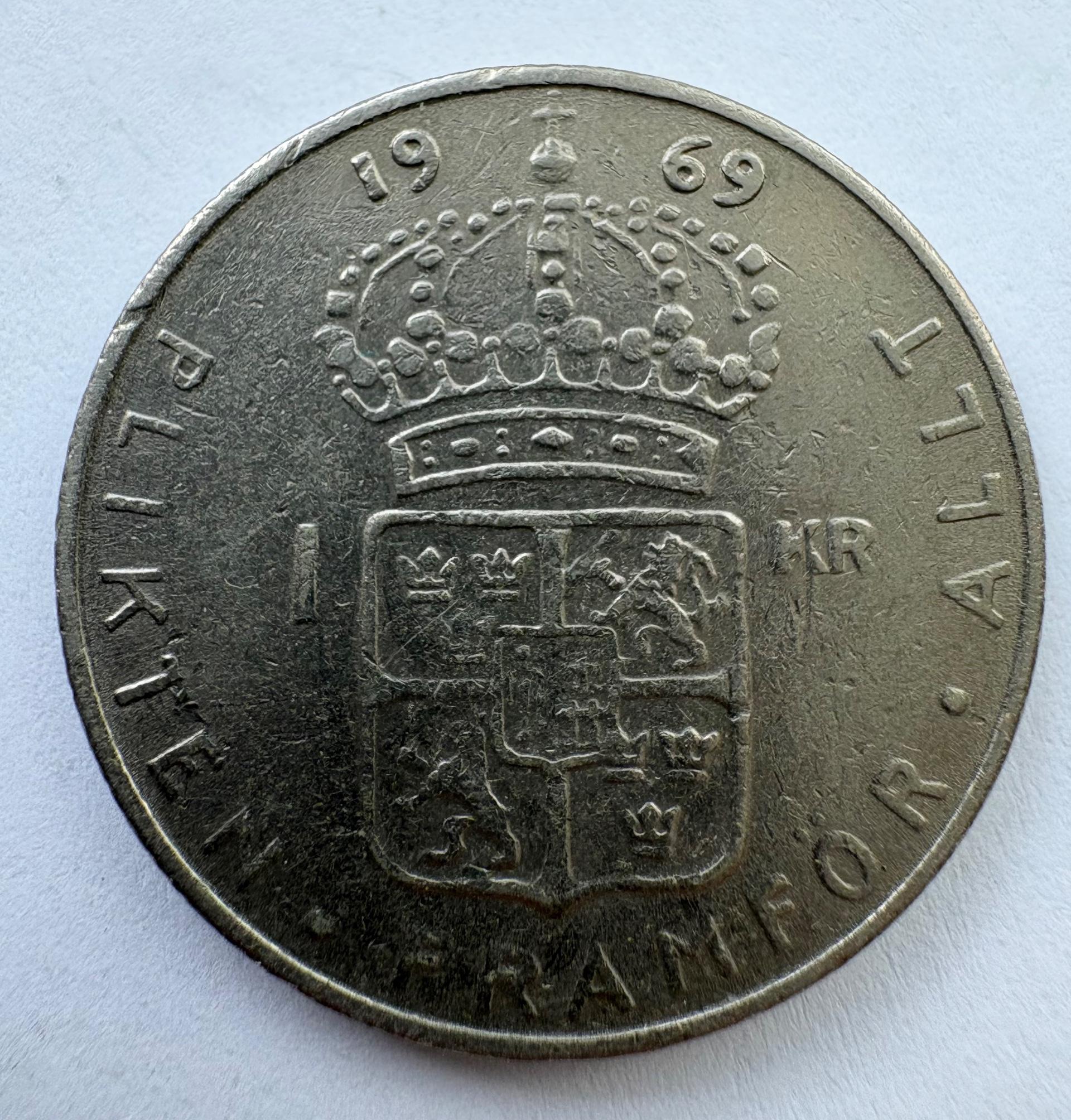 Švedija 1 kroną 1969