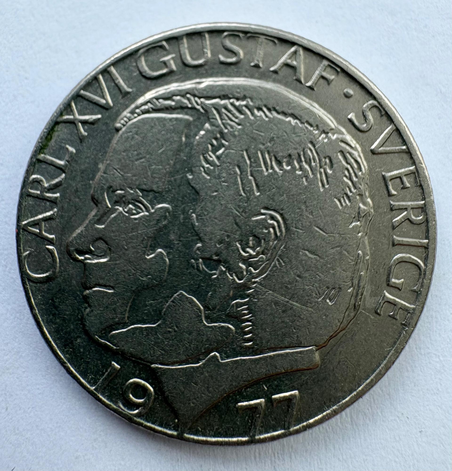 Švedija 1 kroną 1977