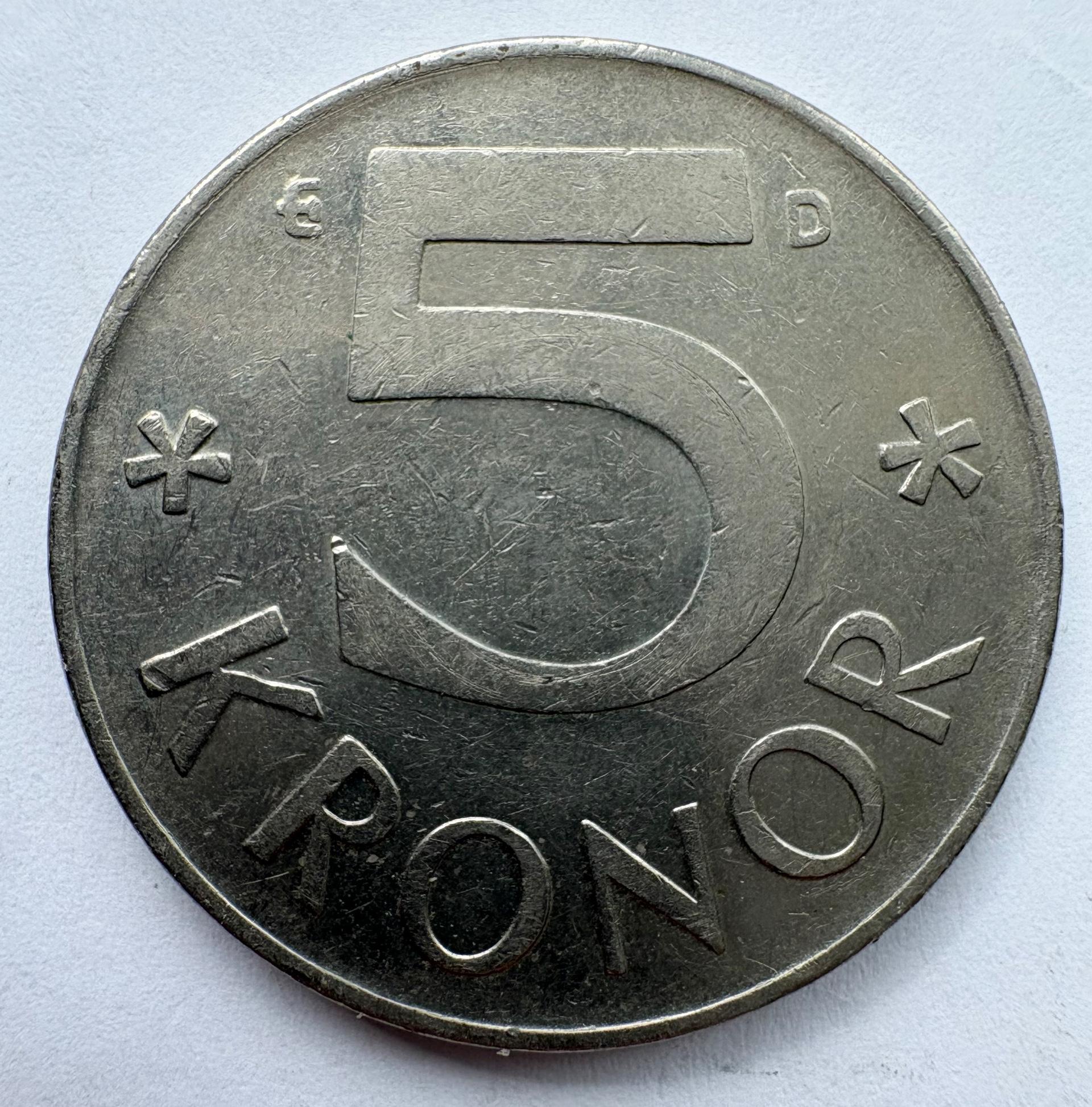 Švedija 5 kr 1990