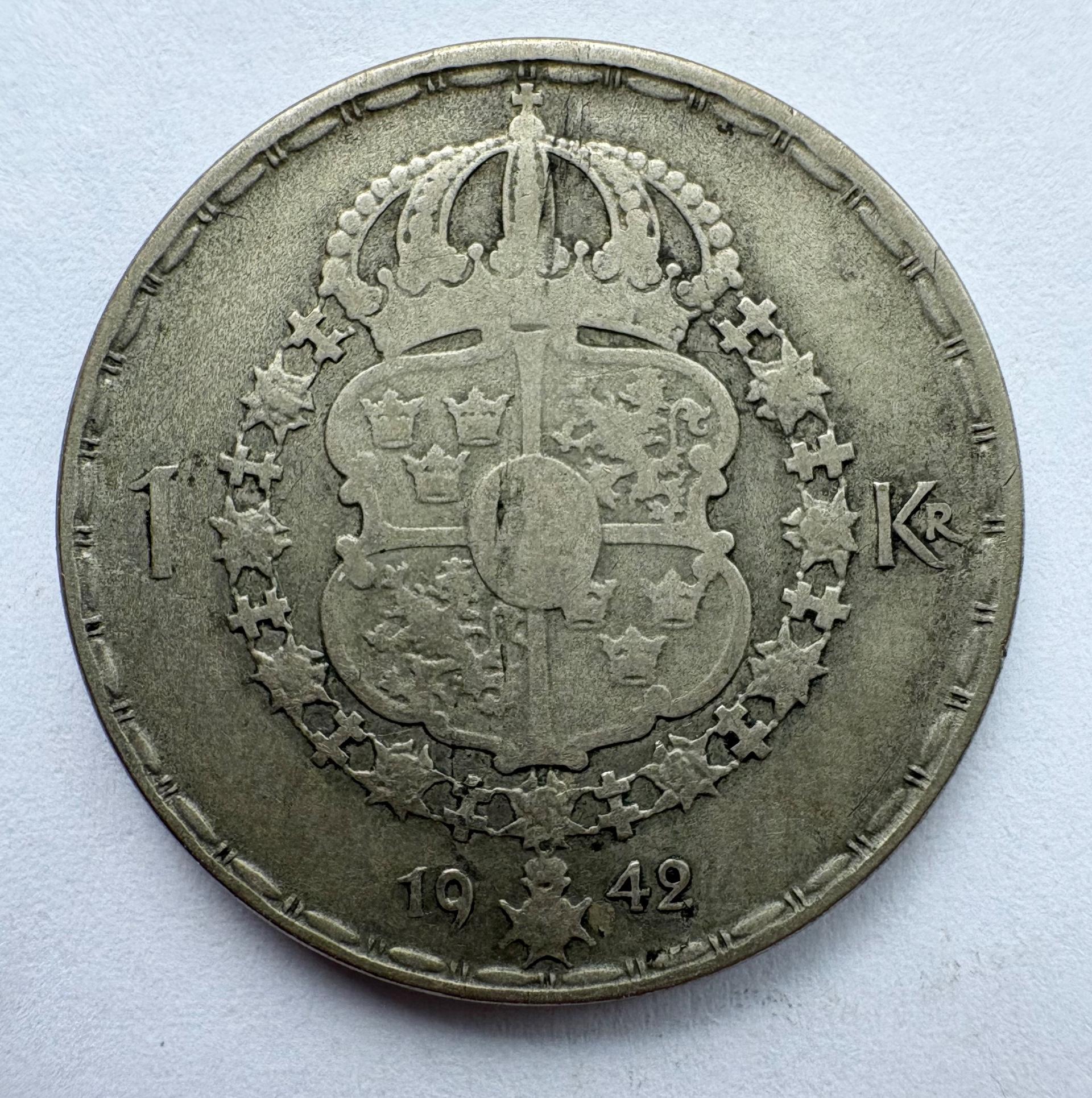 Švedija 1 krona 1942