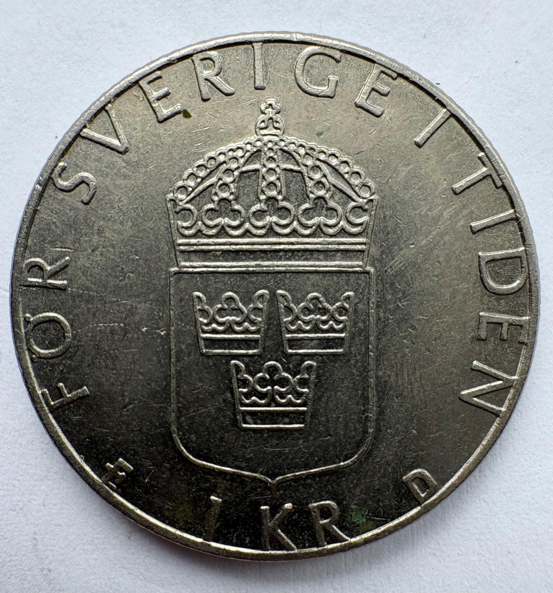 Švedija 1 krona 1987