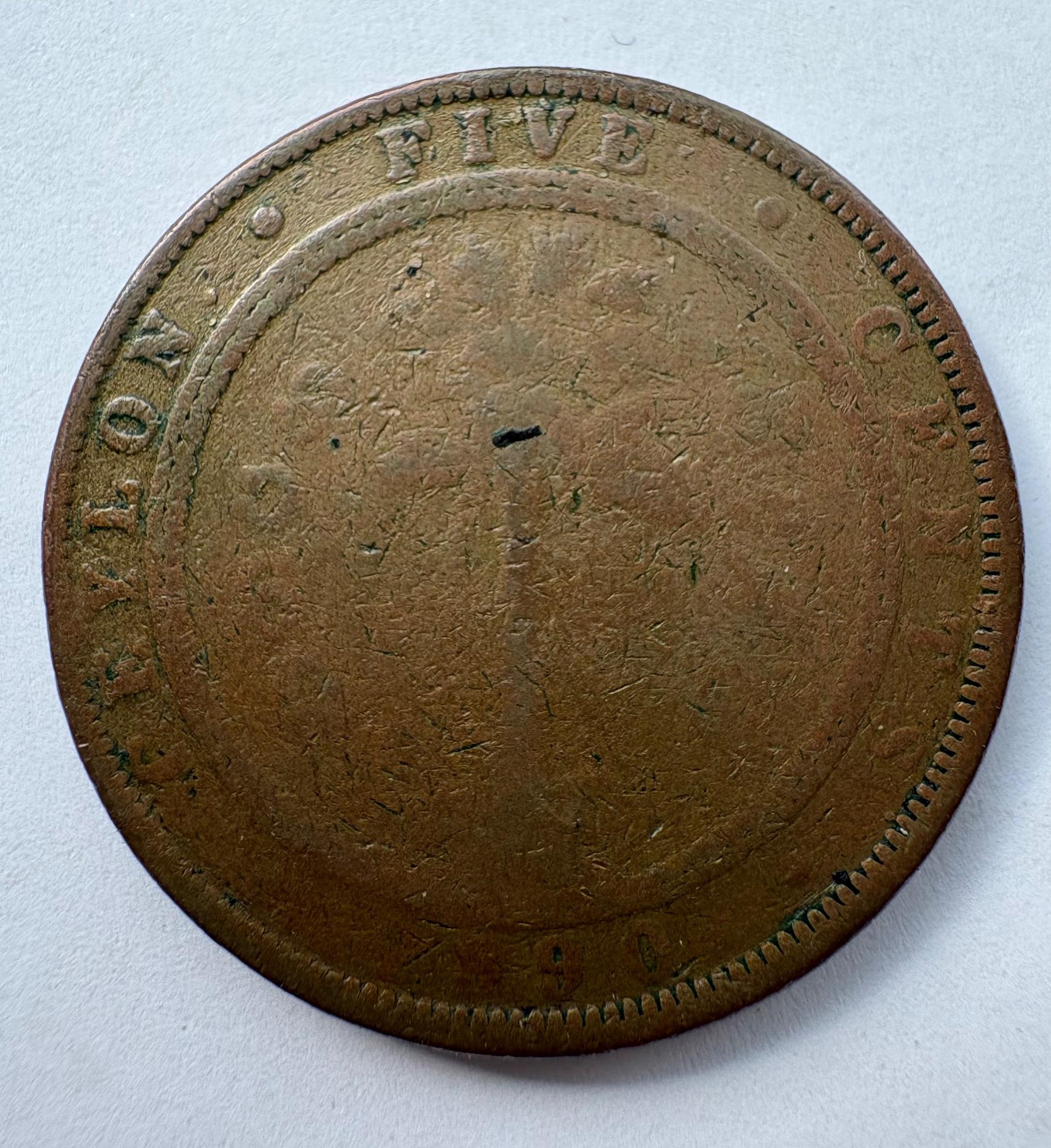 Ceilonas 5 ct 1890