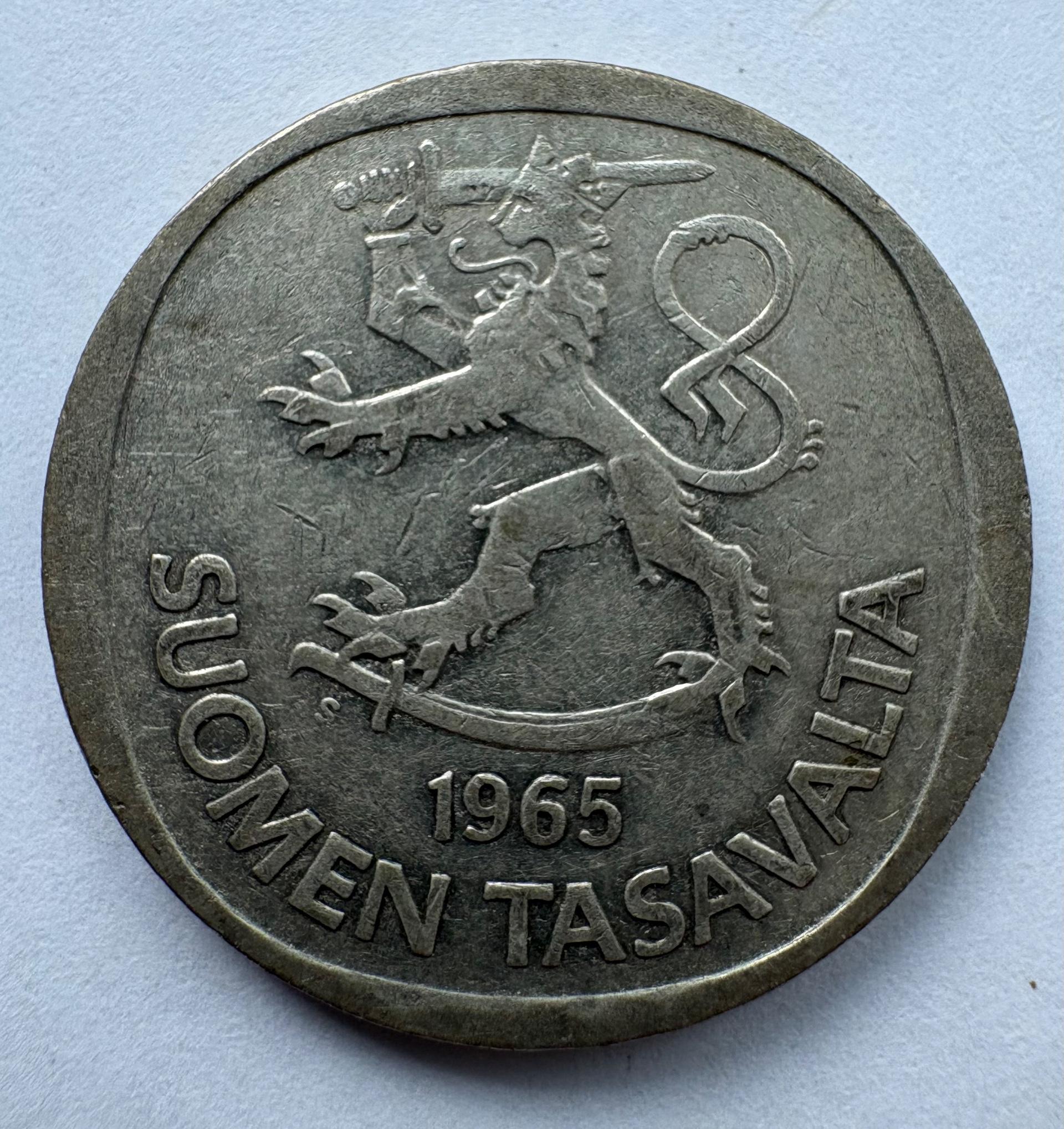 Suomija 1 M 1965 sidabras