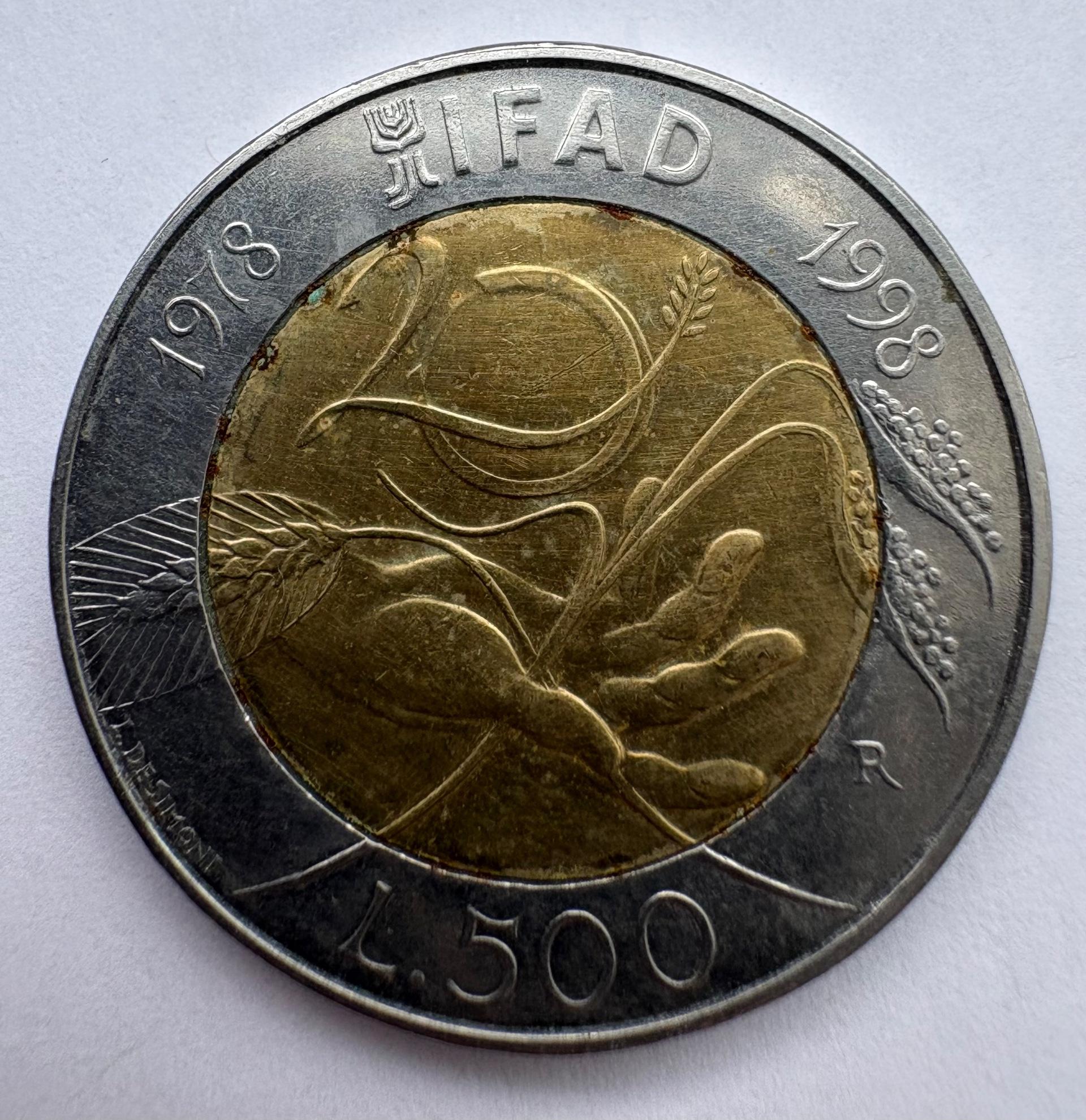 Italija 500 lirų 1998