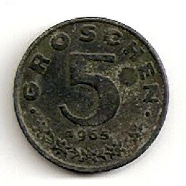 Austrija. 5 grašiai ( 1957 ) VF