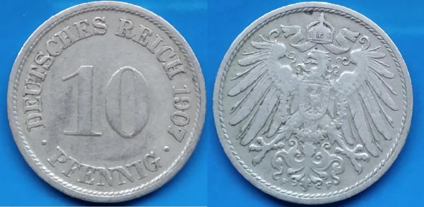 VOKIETIJA - 1907 m. 10 pfe. 