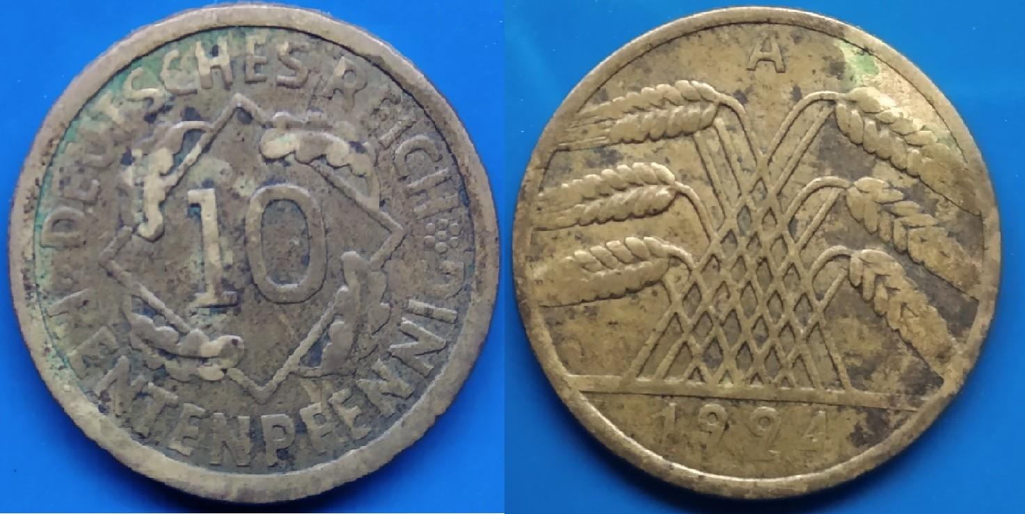 VOKIETIJA - 1924 m. 10 pfe. 