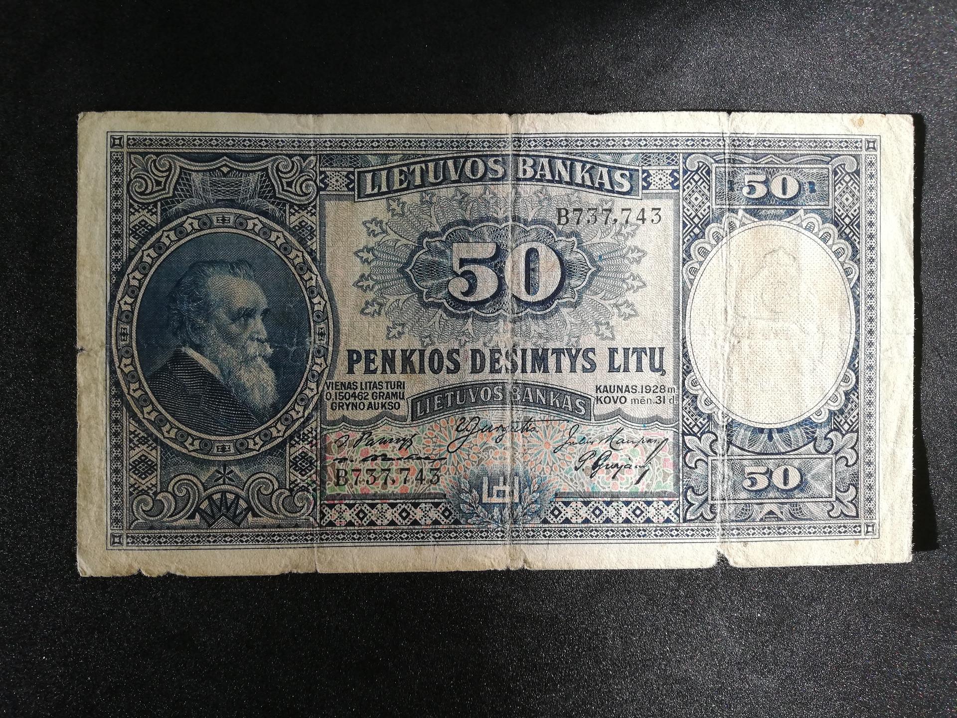 1928 metų penkiasdešimt litų banknotas