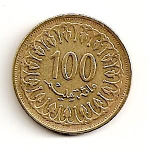 Tunisas. 100 milimų ( 1960 / 1380 ) XF-