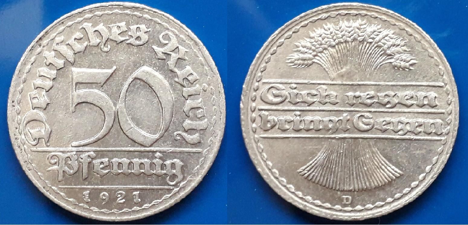 VOKIETIJA - 1921 m. 50 pfe. 