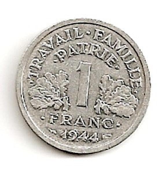 Prancūzija. 1 frankas ( 1943 ) XF