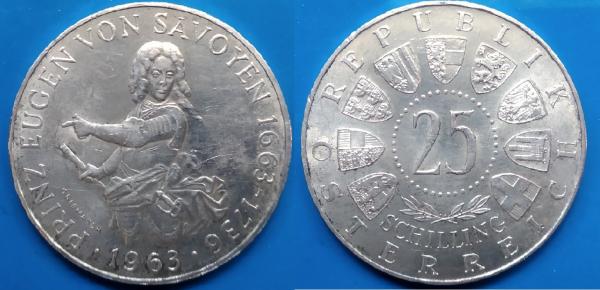 Austrija - 1963 m. 25 š. SIDABRAS