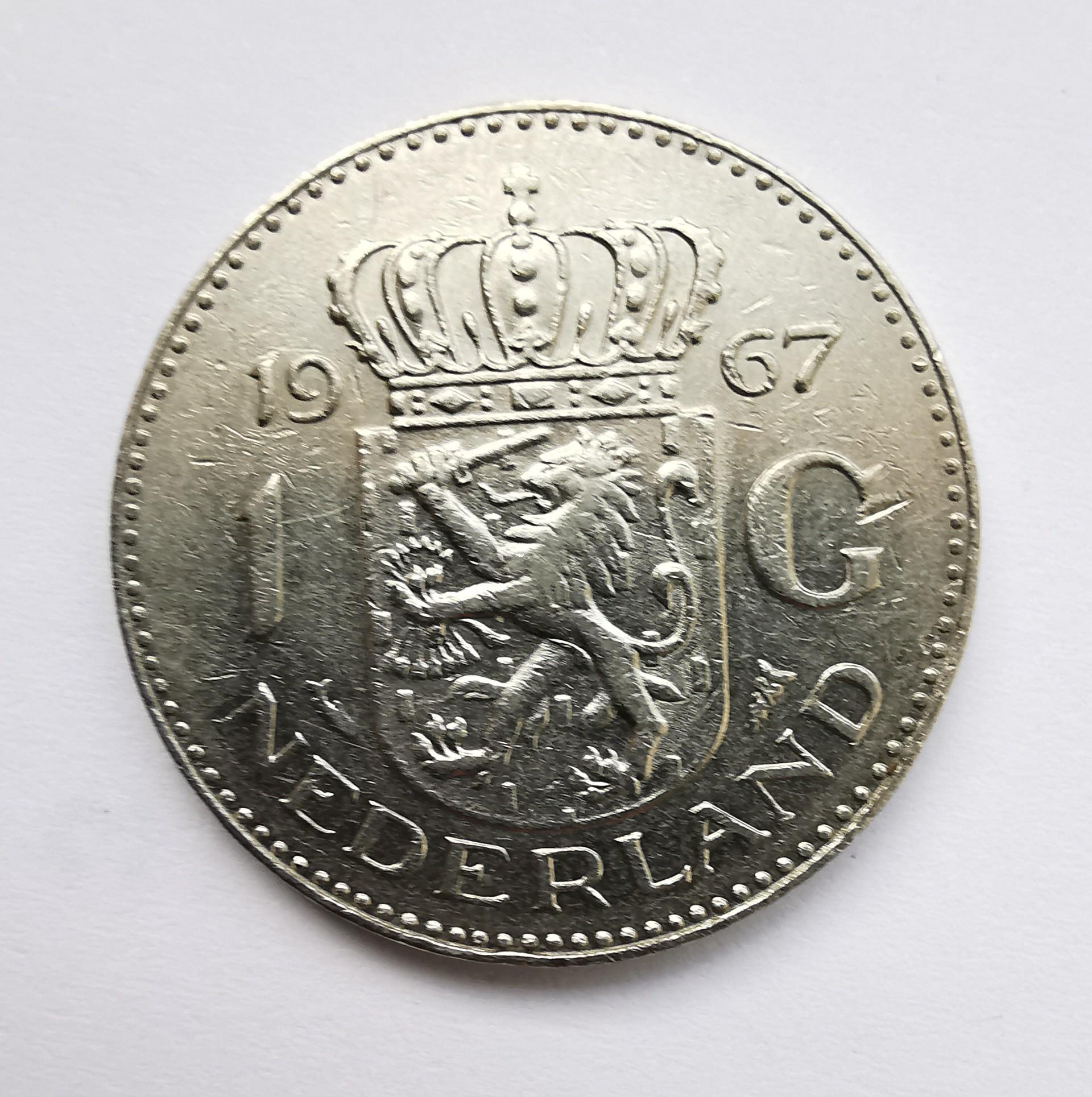 Nyderlandai 1 guldenas 1967 Sidabras