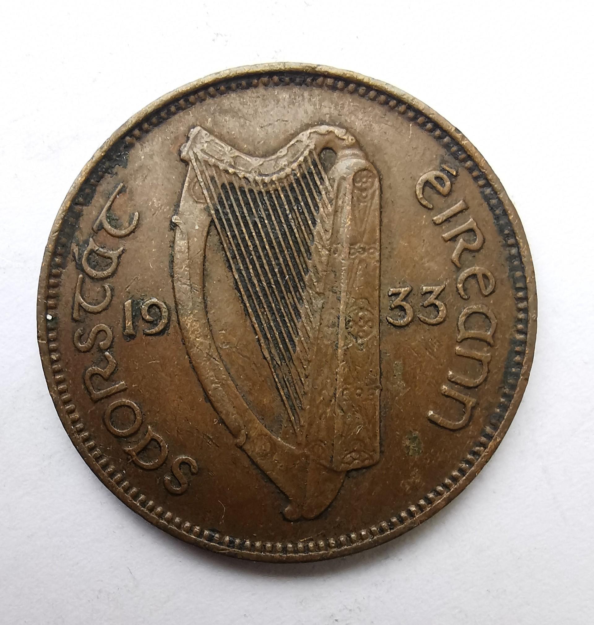 Airija 1 fartingas 1933 reta