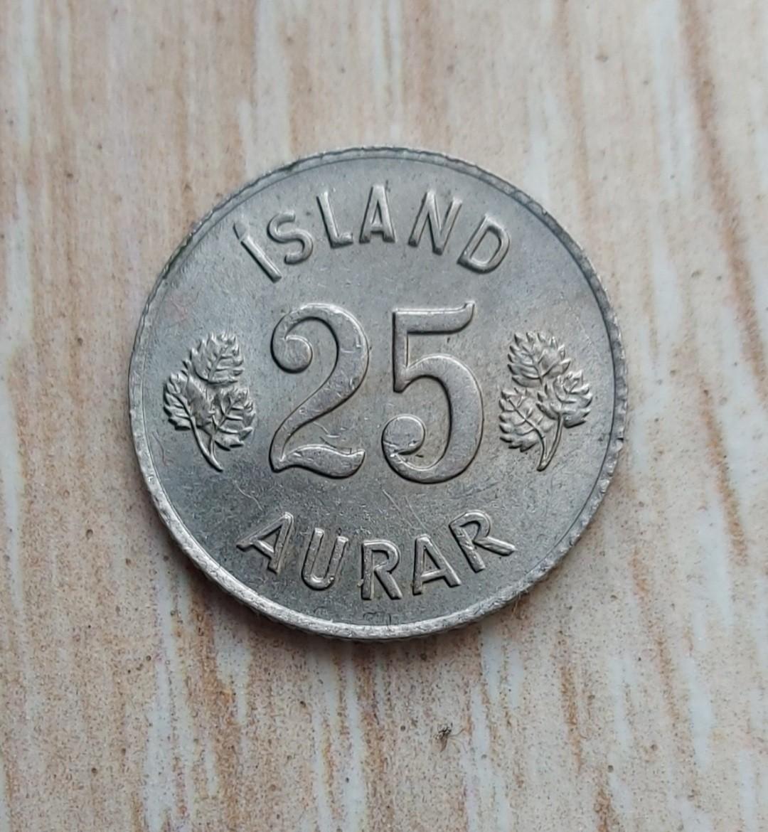 Islandija 25 Eirės 1967 KM#11 Vario ir nikelio lyd