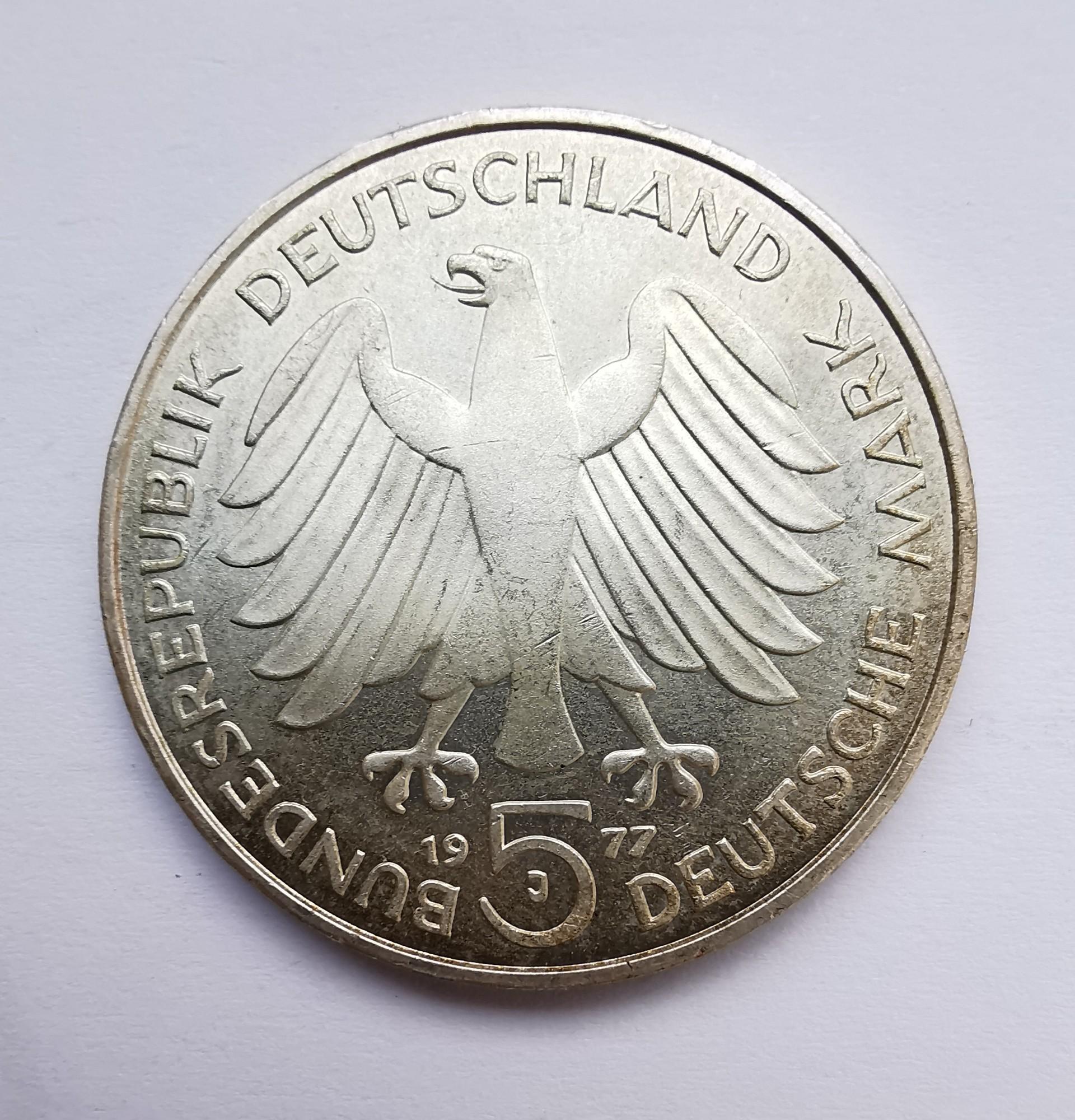 Vokietija 5 M 1977 Sidabras 