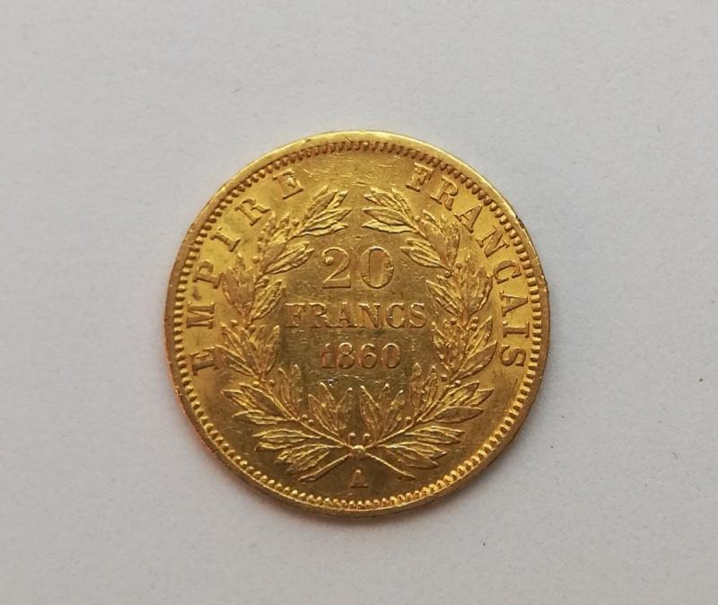 20 Prancūzijos frankų - Auksinė Moneta Napoleonas III
