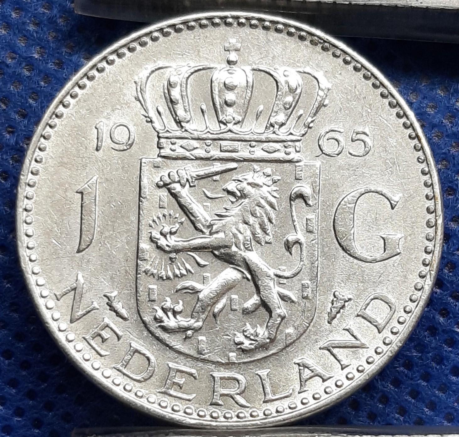 Nyderlandai 1 Guldenas 1965 KM#184 Sidabras (422)