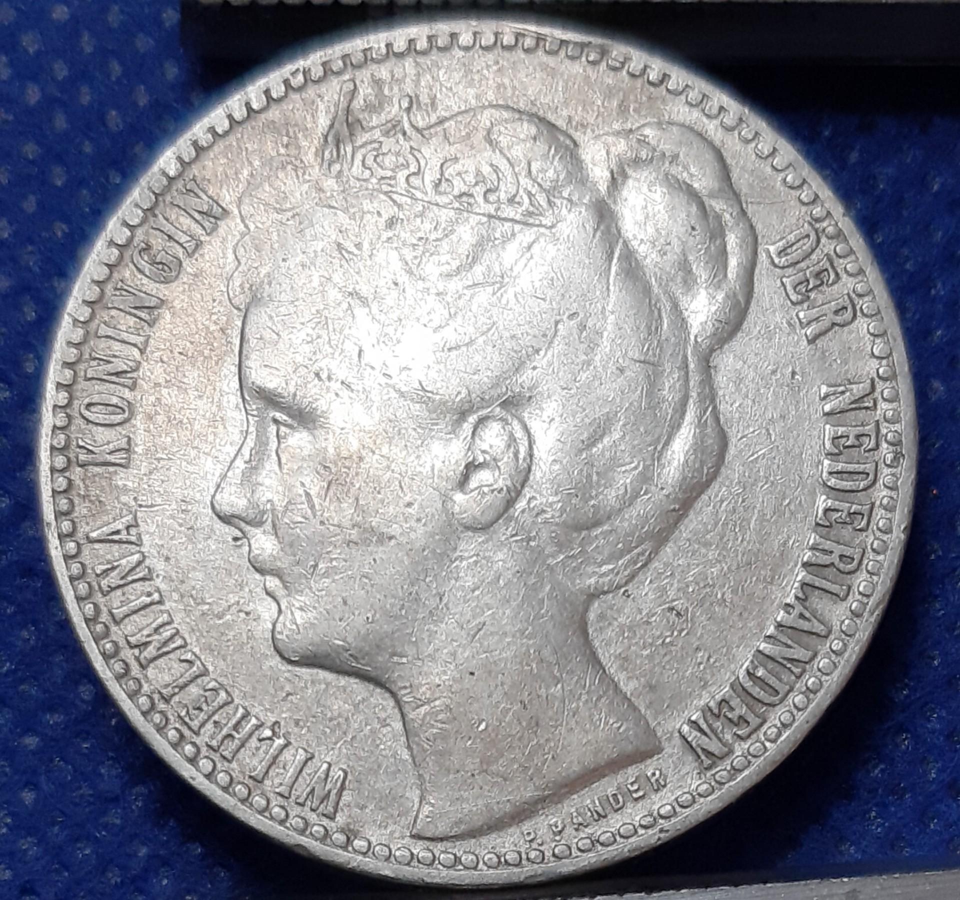 Nyderlandai 1 Guldenas 1908 KM#122.2 Sidabras (538)