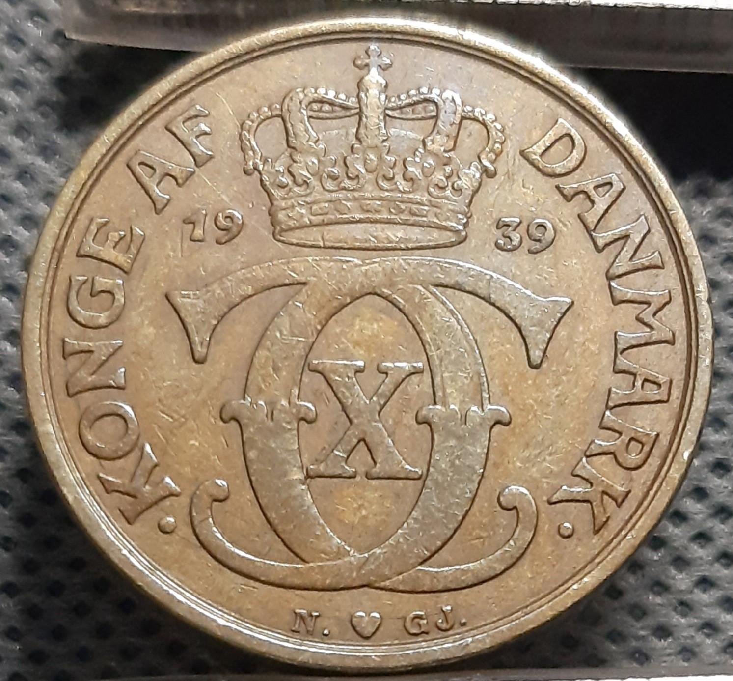 Danija 1 Krona 1939 KM#824 Aliuminis+Bronza (603)